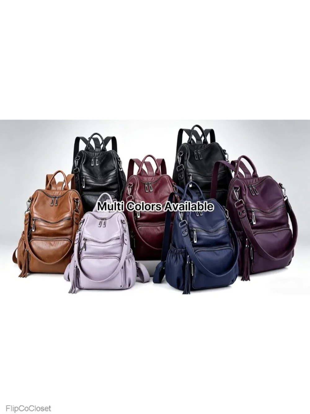 Faux Leather Travel Backpack Purse Tassel Shoulder Bag